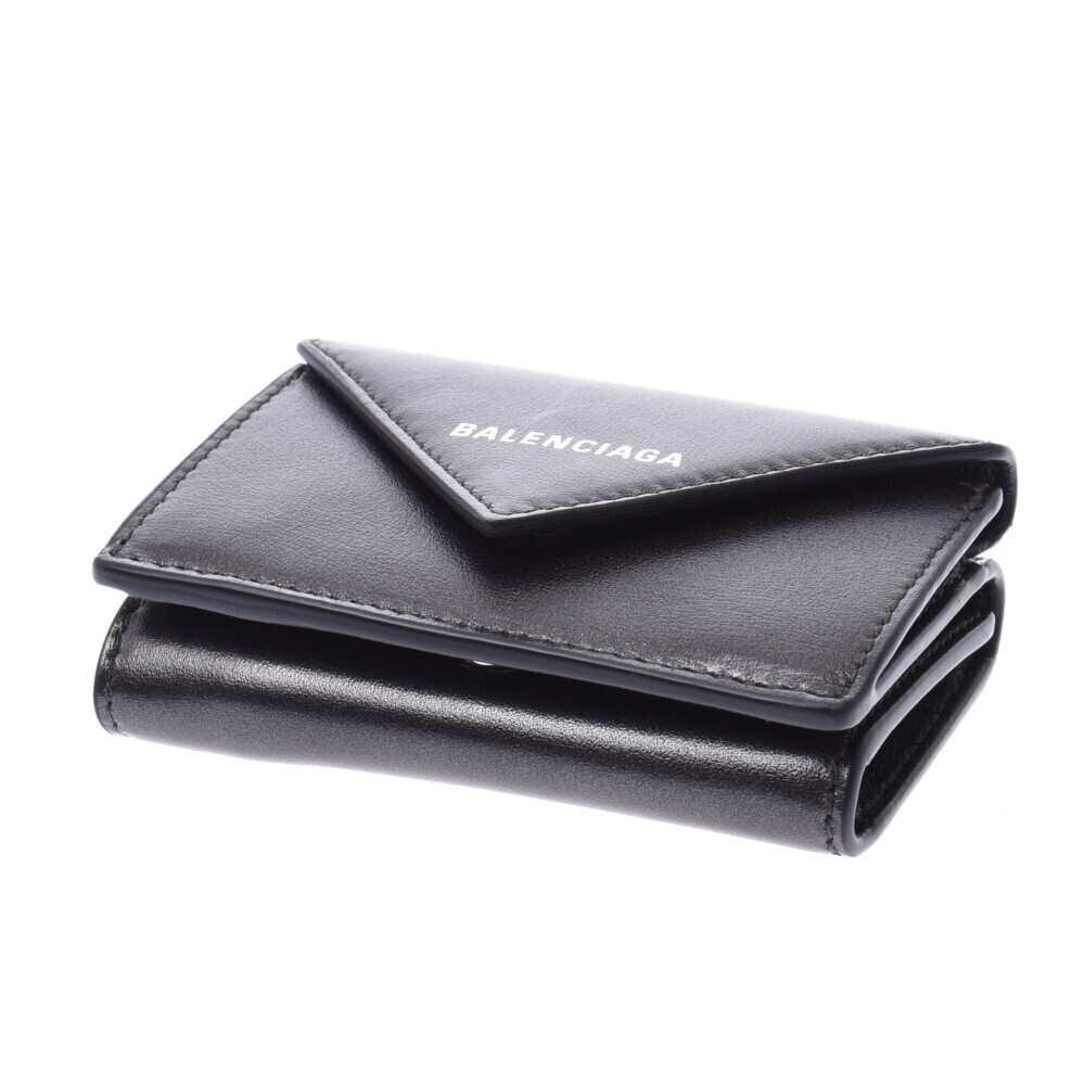 Balenciaga Black Paper Tri fold Wallet Compact - Picture 3 of 12